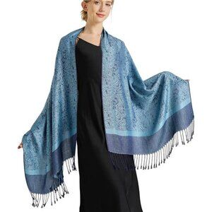 Silky Paisley Pashmina Shawl Scarf-Women's Soft Double-side Jacquard